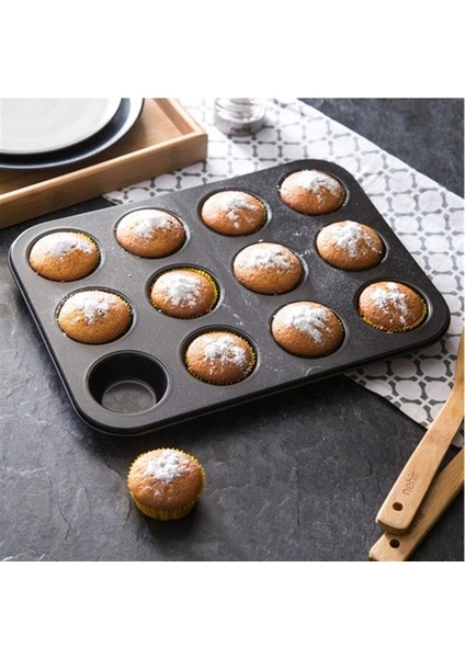 Yapışmaz Kaplamalı 12'li Muffin Teflon Kek Kalıbı