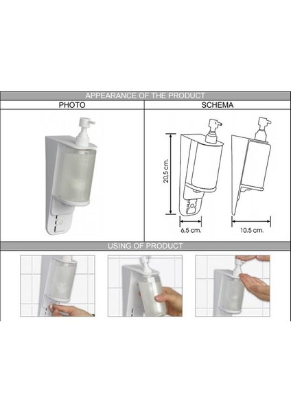 S7 Sıvı Sabun Şampuan ve Dezenfektan Dispenseri 300ML