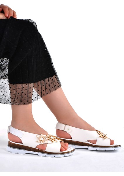 Kiko Şb 22722440-49 Kız Çocuk Bebe Sandalet Terlik Beyaz