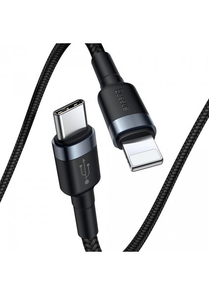 PD18W Cafule Series Type-C To Lightning Hızlı Şarj Kablosu 1 mt - Siyah - Gri