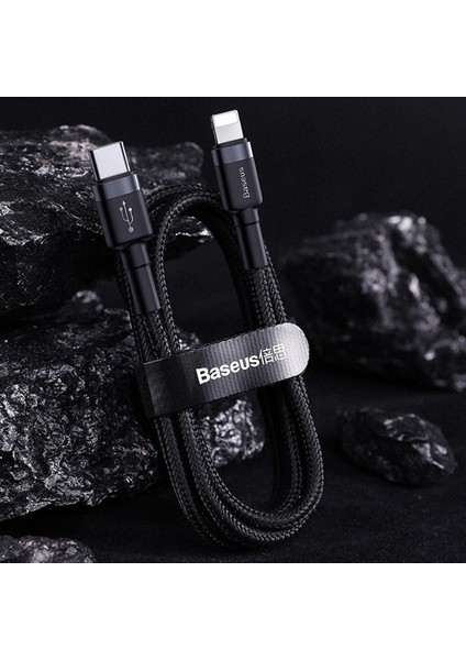 PD18W Cafule Series Type-C To Lightning Hızlı Şarj Kablosu 1 mt - Siyah - Gri fiyatları