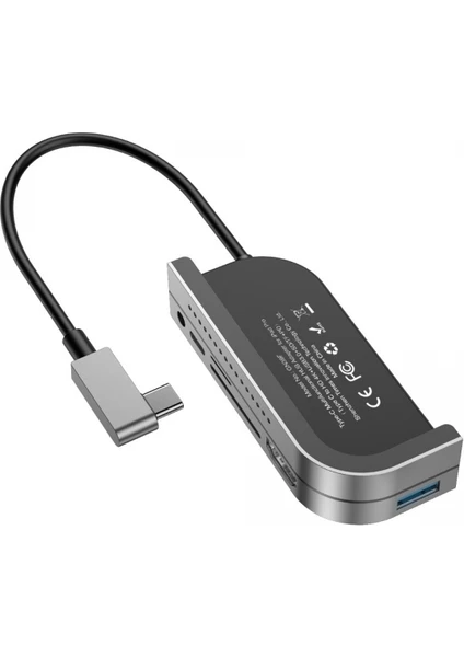 CAHUB-WJ0G Bend Angle No.7 HDMI USB 3.0 USB 6in1 USB Type C Adaptör