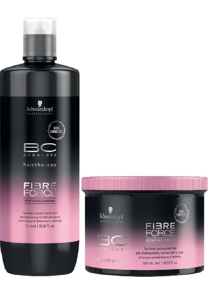 Fibre Force Keratin Şampuan 1 lt + Krem 500 ml 2'li Set