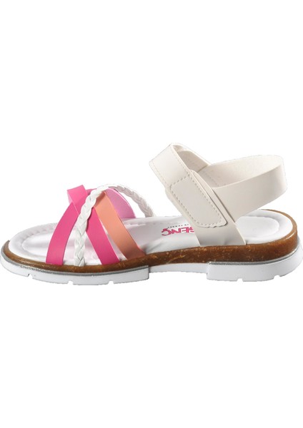 001 Beyaz-Pembe Çocuk Sandalet