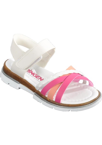 001 Beyaz-Pembe Çocuk Sandalet