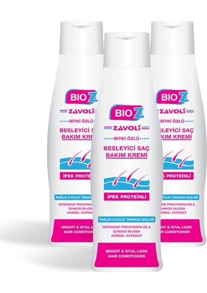 Kolay Taranan Saçlar için Besleyici Saç Bakım Kremi 300 Ml 3'lü Paket