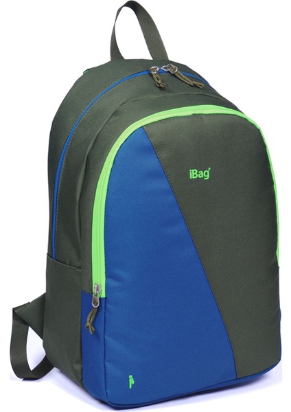 İbag İki Bölmeli Lacivert-Haki Yeşil Okul Sırt Çantası 14250