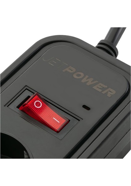 Jettpower 0368 Akım Korumalı 2 USB'li 5'li Grup Priz 1.8 m Uzatma Kablosu Siyah