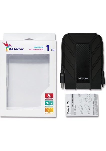 ADATA HD710 Pro 1 TB USB 3.1 Suya ve Darbeye Dayanıklı  Taşınabilir Disk Siyah