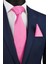 Pembe Mendilli Düz Saten Kravat KK1138 2