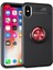 Apple iPhone X Kılıf Yüzüklü Standlı Metal Araç Tutuculu Ravel Silikon Siyah Kırmızı 1