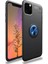 Apple iPhone 11 Pro Kılıf Yüzüklü Standlı Metal Araç Tutuculu Ravel Silikon Siyah Mavi 1