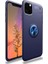 Apple iPhone 11 Pro Max Kılıf Yüzüklü Standlı Metal Araç Tutuculu Ravel Silikon Lacivert 1