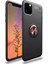 Apple iPhone 11 Pro Max Kılıf Yüzüklü Standlı Metal Araç Tutuculu Ravel Silikon Siyah Rose Gold 1