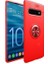Samsung S10 Plus Kılıf Silikon Yüzüklü Standlı Metal Araç Tutuculu Ravel Tpu Kırmızı 1