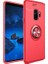 Samsung S9 Plus Kılıf Silikon Yüzüklü Standlı Metal Araç Tutuculu Ravel Tpu Kırmızı 1