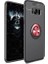 Samsung S8 Plus Kılıf Silikon Yüzüklü Standlı Metal Araç Tutuculu Ravel Tpu Siyah Kırmızı 1