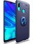 Huawei P Smart 2019 Kılıf Silikon Yüzüklü Standlı Metal Araç Tutuculu Ravel Tpu Lacivert 1