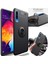 Xiaomi Redmi 6A Kılıf Silikon Yüzüklü Standlı Metal Araç Tutuculu Ravel Tpu Siyah 2