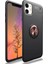 Apple iPhone 11 Kılıf Autofocus Shockprof Ravel Yüzüklü Standlı Slikon Kapak Siyah Rose Gold 1