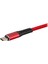 MF Product Jettpower 0001 Metal Başlıklı Örgülü 2.4A Micro Usb Hızlı  Şarj Kablosu 30 cm Kırmızı 2