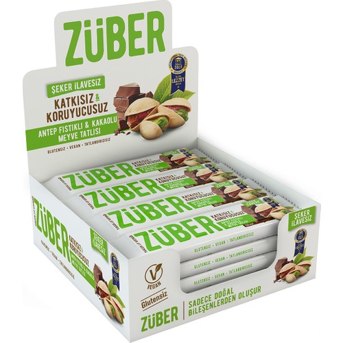 Züber Antep Fıstıklı Ve Çikolatalı Doğal Meyve Tatlısı 12 Adet x 40 gr