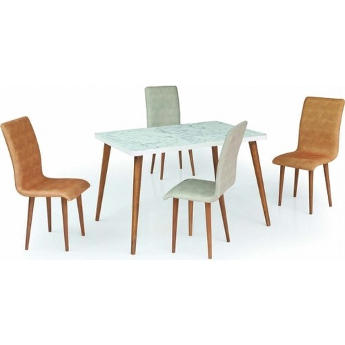 Evdemo Yaprak 4 Kişilik Mutfak Masa Sandalye Takımı Beyaz Fiyatı