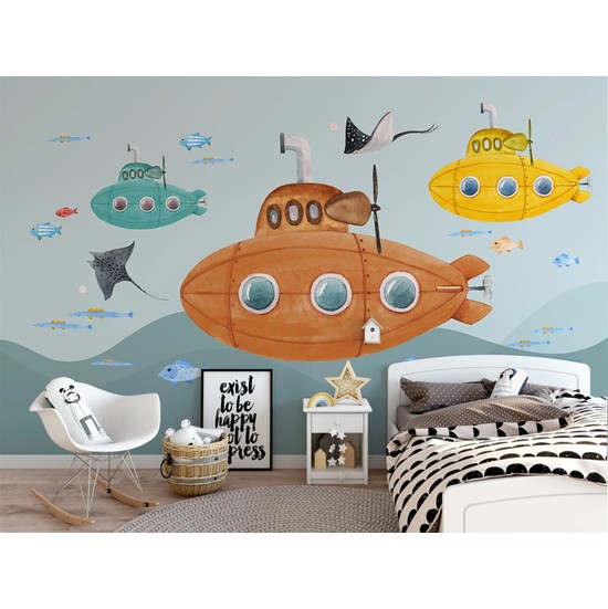 Hopdeko Denizaltı Çizimler Çocuk Odası Duvar Kağıdı