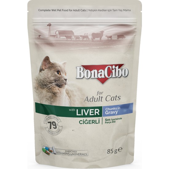 Bonacibo Soslu Ciğerli Pouch Yetişkin Kedi Yaş Maması 85 gr Fiyatı