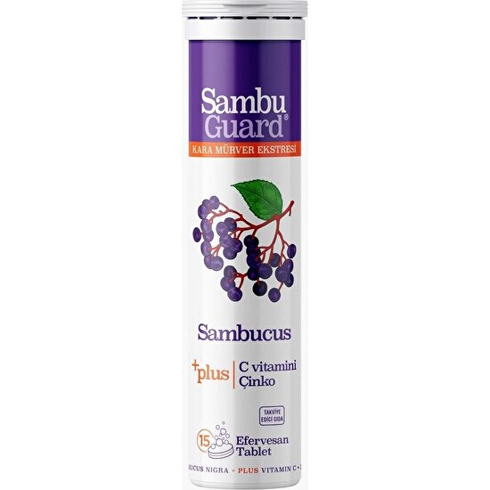 Sambuguard Sambucus Kara Mürver Ekstresi + C Vitamin + Çinko 15 Efervesan Tablet