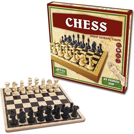 Star Chess Ahşap Satranç Takımı Plastik Satranç Taşlı
