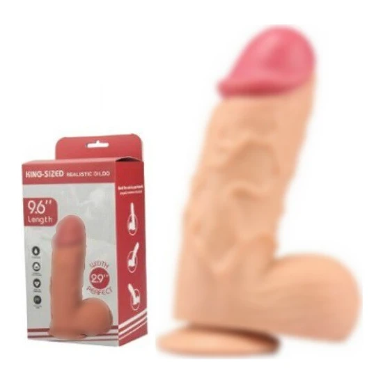 Loveshop King Size 24 cm Vantuzlu Kalın Büyük Realistik Dildo Dev Penis