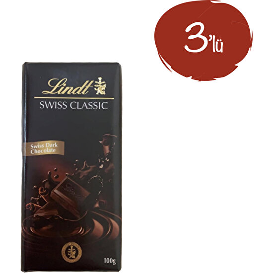 Lindt Swiss Dark Çikolata 100 G 3 Paket Fiyatı