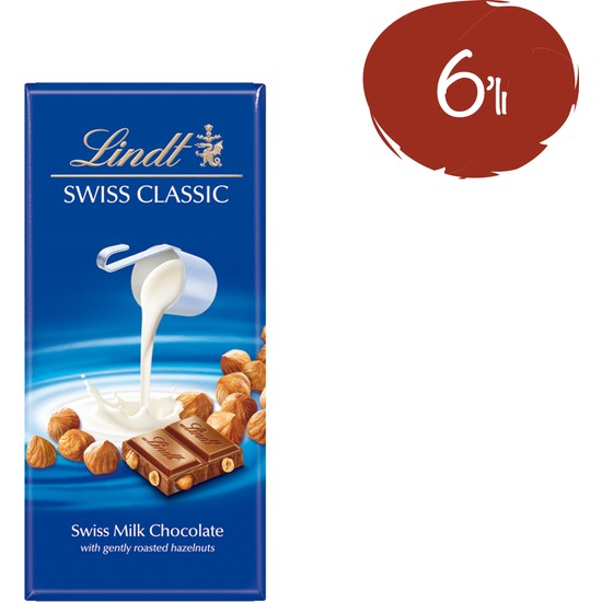 Lindt Sütlü Fındıklı Çikolata 100 gr 6 Paket Fiyatı