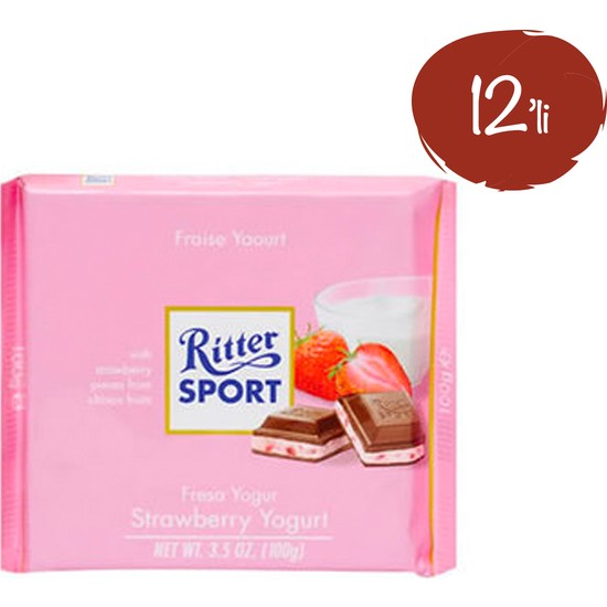 Ritter Sport Çikolata Çilekli Yoğurtlu 100 G 12 Paket Fiyatı