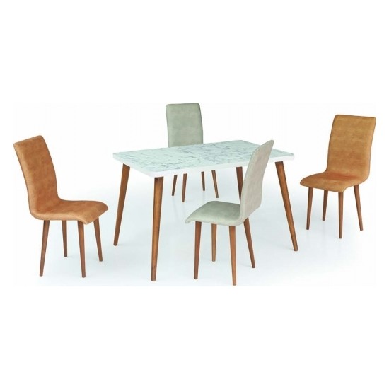 Evdemo Yaprak 4 Kişilik Mutfak Masa Sandalye Takımı Beyaz Evdemo Yaprak 4 Kişilik Mutfak Masa Sandalye Takımı Beyaz