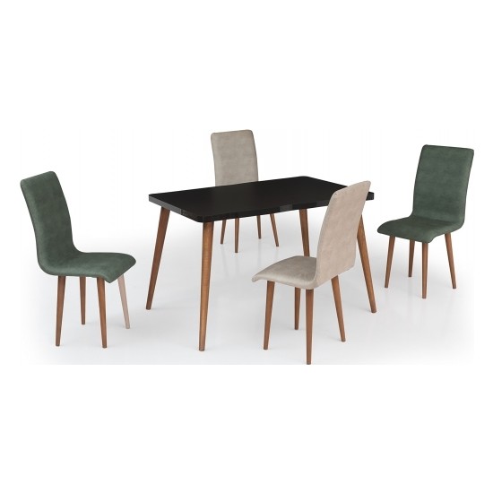 Evdemo Yaprak 4 Kişilik Mutfak Masa Sandalye Takımı Siyah Evdemo Yaprak 4 Kişilik Mutfak Masa Sandalye Takımı Siyah