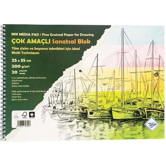 Art Liva Sanatsal Resim Defteri Multi Teknik 20 Sayfa 200 gr 25 x 35 cm Art Liva Sanatsal Resim Defteri Multi Teknik 20 Sayfa 200 gr 25 x 35 cm