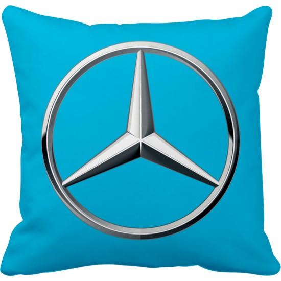Asr Mercedes Benz Logo Saten Araç Yastığı Mavi ve Ahşap Fiyatı