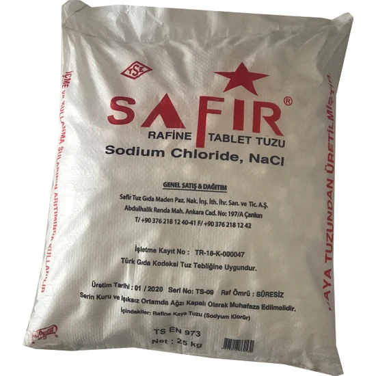 hepsiburada Safir Ultra Rafine Tablet Tuz Sodyum Klorür 25 kg | Fiyat ...