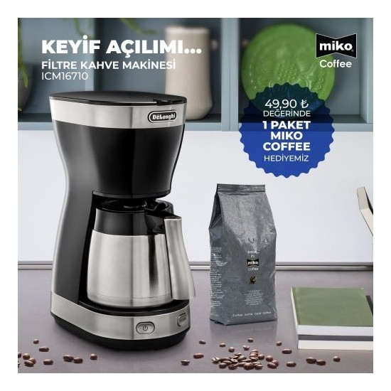 Delonghi ICM16710 Filtre Kahve Makinesi + Paket Kahve Fiyatı