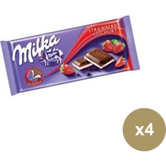 Milka Tablet Çilekli Yoğurtlu Çikolata 80 gr 4'lü Fiyatı
