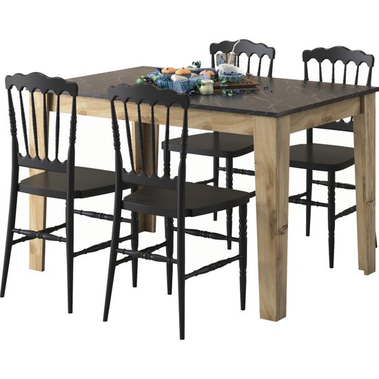 Rani T1 Mutfak Masa Sandalye Takımı 110 cm Mermer Desenli Fiyatı