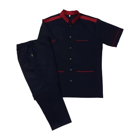 Düzgün Forma Lacivert Hakim Yaka Lokanta Aşçı Kıyafeti Fiyatı