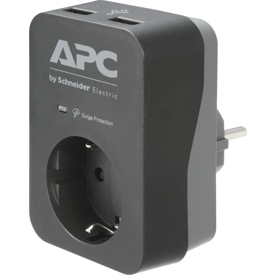 Schneider Electric APC Tekli Akım Korumalı Priz + 2 USB Hızlı Şarj, PME1WU2B-GR
