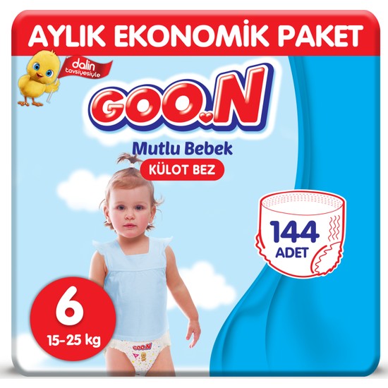 Goon Mutlu Bebek Külot Bez 6 Beden Aylık Ekonomik Paket 144 Fiyatı