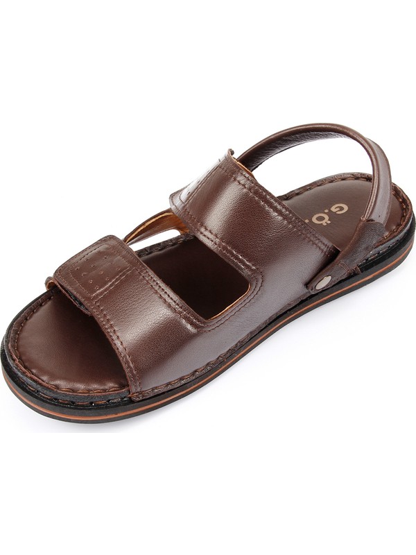 Gon Hakiki Deri Erkek Terlik 45180 Kahve Antik