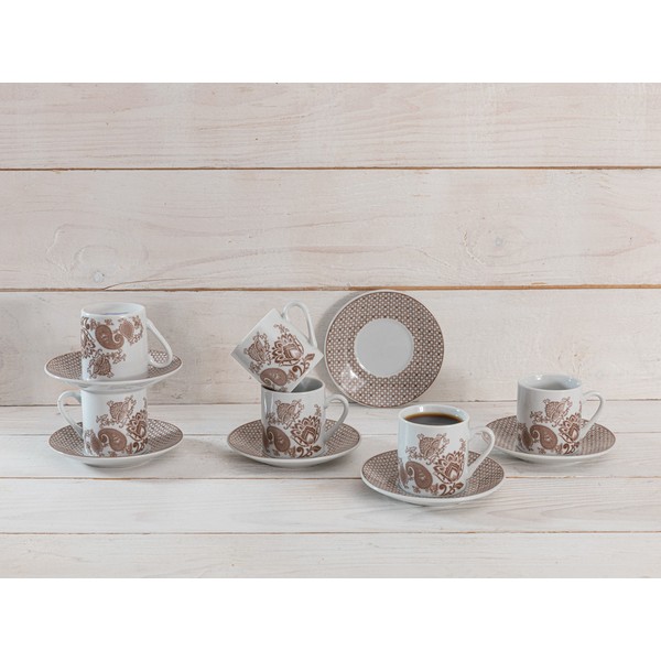 English Home Bloom Porselen 12 Parça Kahve Fincan Takımı 80 Ml Açık