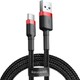 Baseus Type-C Cafule Hızlı Şarj Kablosu USB 3A 1 m - Kırmızı Siyah - CATKLF-B91