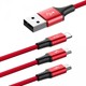 Baseus CAMLT-SU09 Rapid 3in1 Micro+Type-C+ iPhone Şarj Kablo 1.2m Kırmızı